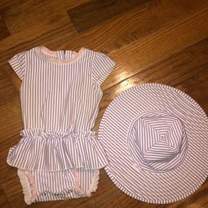 Ruffle butt swimsuit and hat